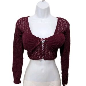 Fredrick's Of Hollywood Corset Coquette Top L Lace Mesh Whimsigoth Gothic Crop